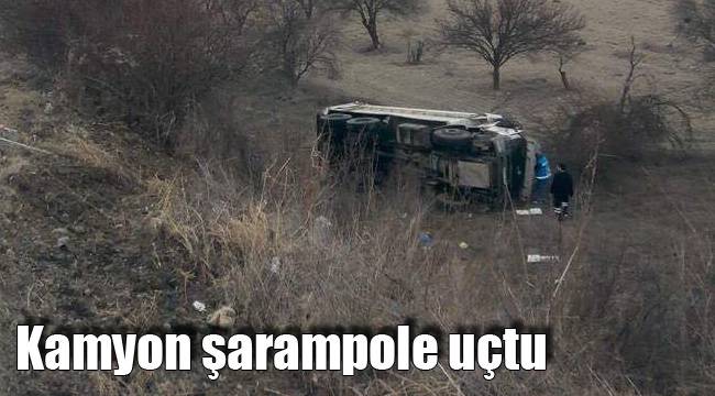 Kamyon şarampole uçtu