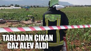 TARLADAN ÇIKAN GAZ ALEV ALDI