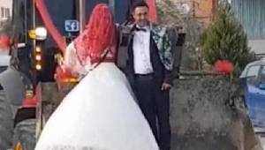 İş makinesi gelin arabası oldu