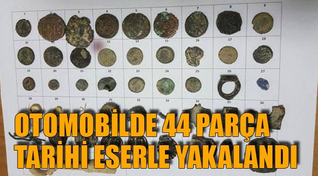 OTOMOBİLDE 44 PARÇA TARİHİ ESERLE YAKALANDI