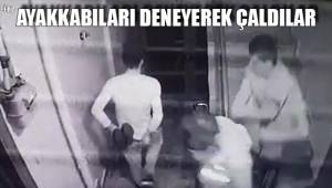 AYAKKABILARI DENEYEREK ÇALDILAR