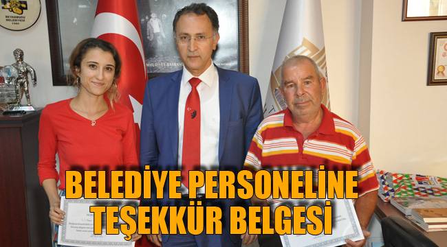 BELEDİYE PERSONELİNE TEŞEKKÜR BELGESİ