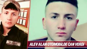 Alev alan otomobil, demir yığınına döndü