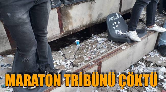 Maraton tribünü çöktü
