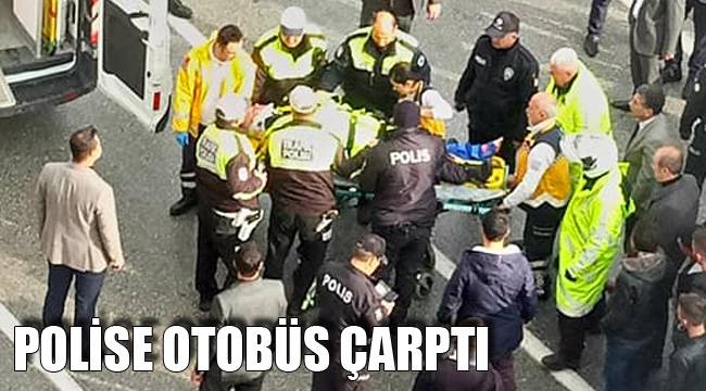 Polise Otobüs Çarptı