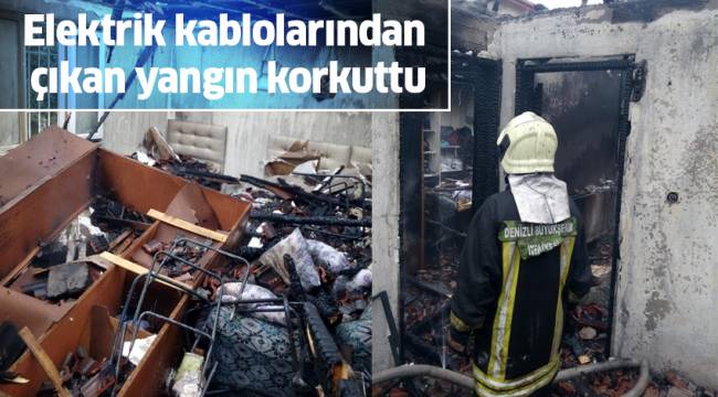 2 katlı binada dairenin büyük bir kısmı yandı