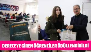 Dereceye giren öğrenciler ödüllendirildi.