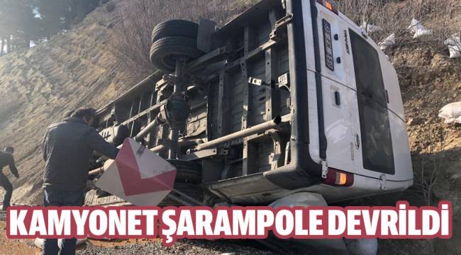 Kamyonet şarampole devrildi