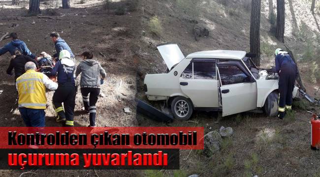 Kontrolden çıkan otomobil uçuruma yuvarlandı