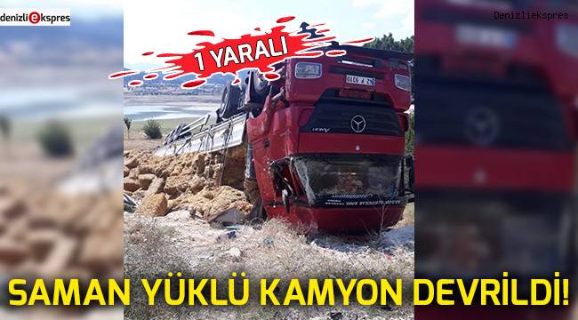 Saman yüklü kamyon devrildi!