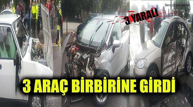 Zincirleme kaza, 3 araç birbirine girdi, 3 yaralı