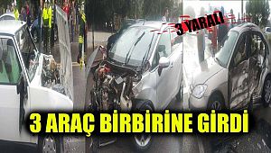 Zincirleme kaza, 3 araç birbirine girdi, 3 yaralı