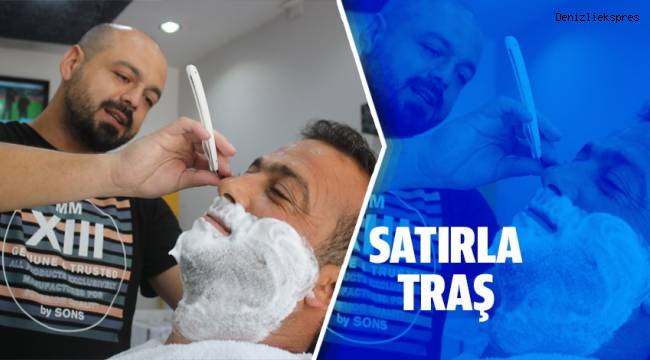 Satırı ustura gibi kullanarak sakal tıraşı yaptı