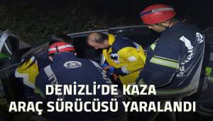 Denizli'de devrilen otomobildeki sürücü yaralandı