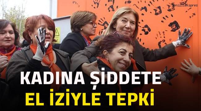 Denizli'de kadına şiddete el iziyle tepki