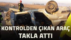 Denizli’de takla atan otomobil sürücüsü yaralandı
