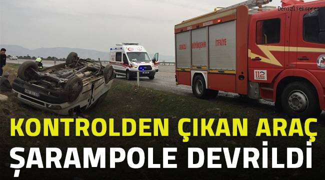 Kontrolden çıkan araç şarampole yuvarlandı. 1 Yaaralı