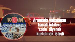 Aramada yakalanan kaçak içkilere 'soda' diyerek kurtulmak istedi
