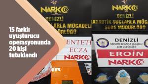15 farklı uyuşturucu operasyonunda 20 kişi tutuklandı