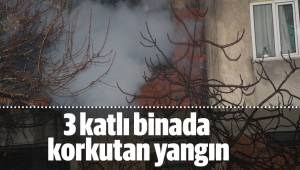 3 katlı binada korkutan yangın