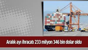 Aralık ayı ihracatı 233 milyon 346 bin dolar oldu