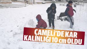 Çameli'de kar kalınlığı 10 cm'ye yaklaştı