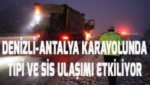 Denizli-Antalya kara yolunda tipi ve sis ulaşımı aksatıyor
