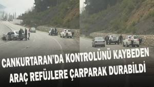 Cankurtaran yolunda kontrolünü kaybeden araç refüjlere çarparak durabildi