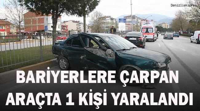 Hafriyat kamyonun dokunduğu otomobil bariyerlere çarptı: 1 yaralı