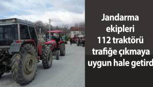 Jandarma ekipleri 112 traktörü trafiğe çıkmaya uygun hale getirdi