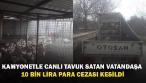 Kamyonetle canlı tavuk satan şahsa 10 bin TL para cezası kesildi
