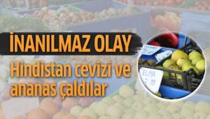 Motosikletle gelip Hindistan cevizi ve ananas çaldılar