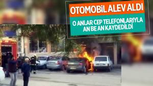 Otomobil alev alev yandı