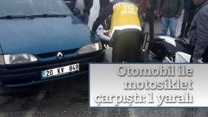 Otomobil ile motosiklet çarpıştı: 1 yaralı