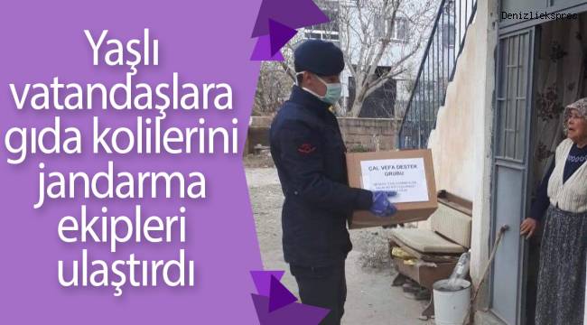 Yaşlı vatandaşlara gıda kolilerini jandarma ekipleri ulaştırdı