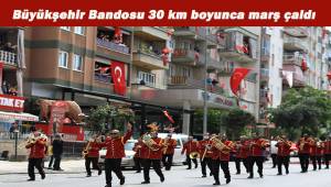 Büyükşehir Bandosu 14 farklı güzergahta 30 km boyunca şarkı ve marş çaldı