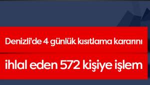 Denizli'de 4 günlük kısıtlama kararını ihlal eden 572 kişiye işlem
