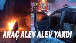 Denizli’de otomobil alev alev yandı