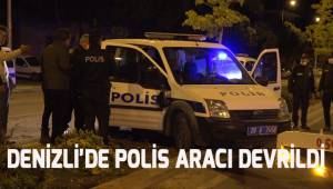 Denizli'de polis aracı devrildi