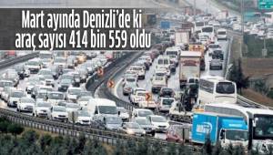 Mart ayında Denizli’de ki araç sayısı 414 bin 559 oldu