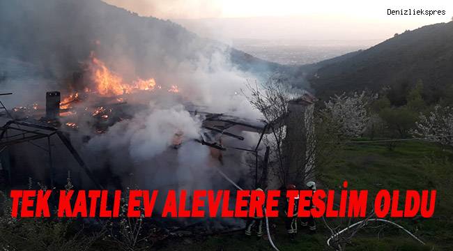 Tek katlı ev alev alev yandı
