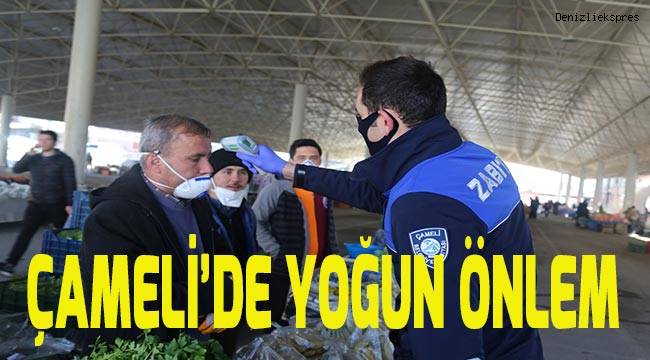 Zabıta Ekiplerinden Ateş Ölçer ve Maskeli Pazar Denetimi