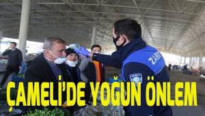 Zabıta Ekiplerinden Ateş Ölçer ve Maskeli Pazar Denetimi