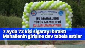 7 ayda 72 kişi sigarayı bırakınca mahallenin girişine dev tabela astılar