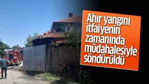 Ahır yangını itfaiyenin zamanında müdahalesiyle söndürüldü