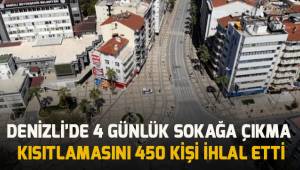 Denizli’de 4 günlük sokağa çıkma kısıtlamasını 450 kişi ihlal etti