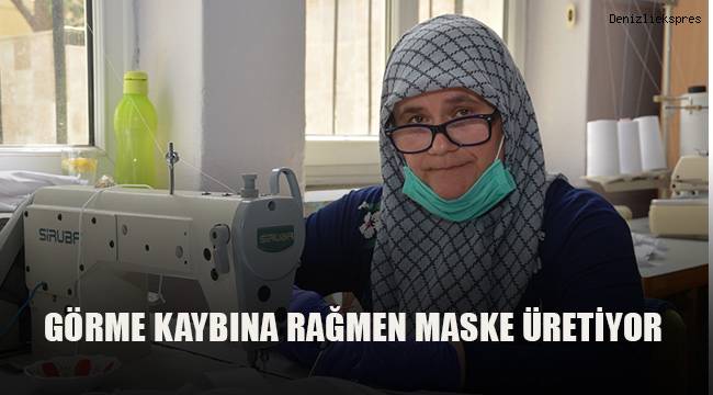 Görme kaybına rağmen maske üretmek için dikiş makinesının başına oturdu