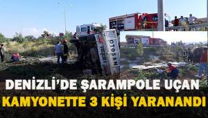 Denizli'de tarlaya devrilen kamyonetteki 3 kişi yaralandı