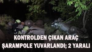 Kontrolden çıkan otomobil şarampole yuvarlandı: 2 yaralı