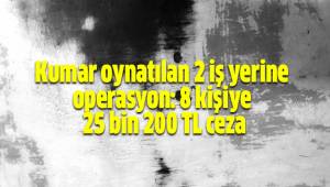 Kumar oynatılan 2 iş yerine operasyon: 8 kişiye 25 bin 200 TL ceza
